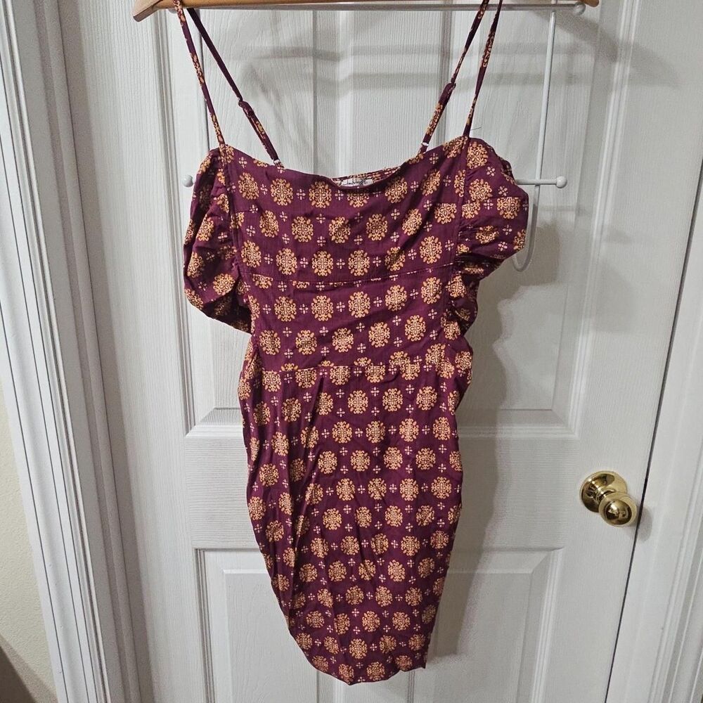 Free People Dress Size XS Purple Patterned Mini Slip Dress
